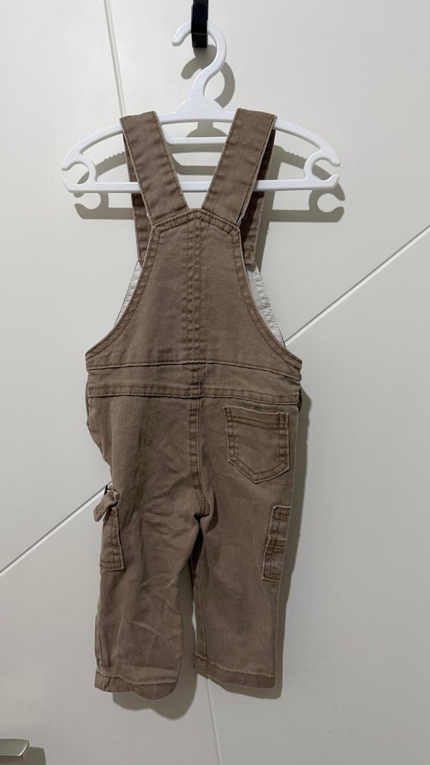 Kahverengi Kemerli Erkek Çocuk Denim Tulum - Görsel 5