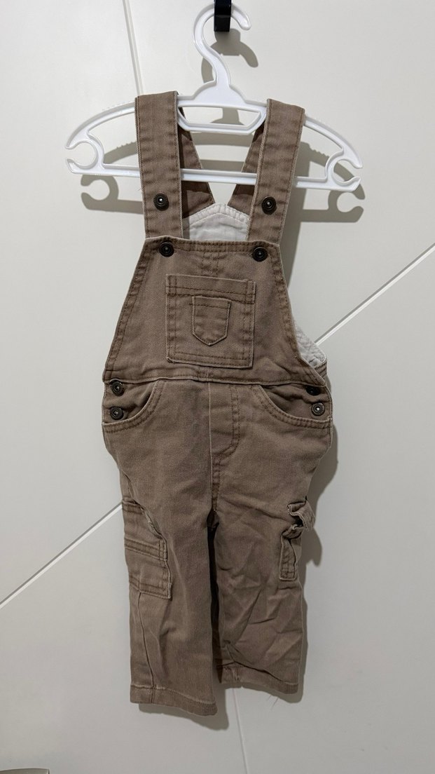 Kahverengi Kemerli Erkek Çocuk Denim Tulum - Görsel 2