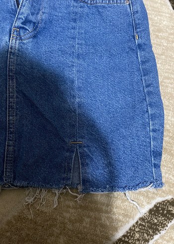 Defacto Koyu Mavi Kemer Detaylı Denim Mini Etek