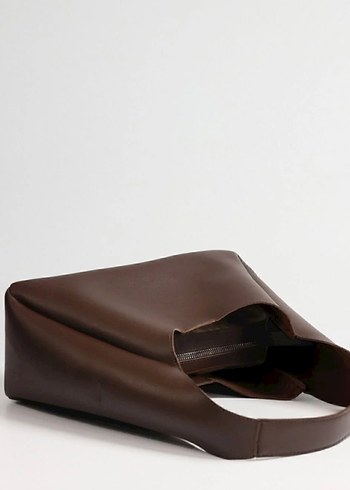 Kahverengi Deri Minimalist Kadın Çanta - Görsel 3