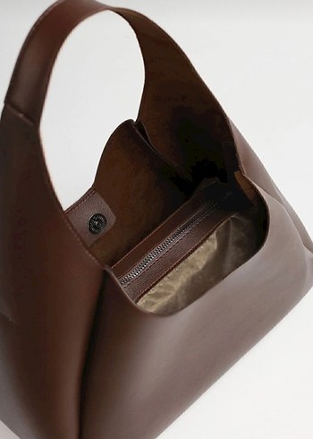 Kahverengi Deri Minimalist Kadın Çanta - Görsel 2