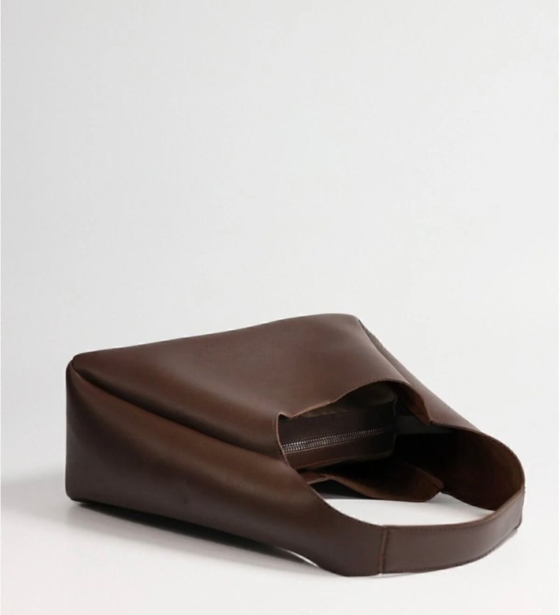 Kahverengi Deri Minimalist Kadın Çanta - Görsel 3