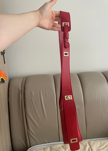 Kırmızı Deri Kadın Omuz Çantası vintage - Görsel 6