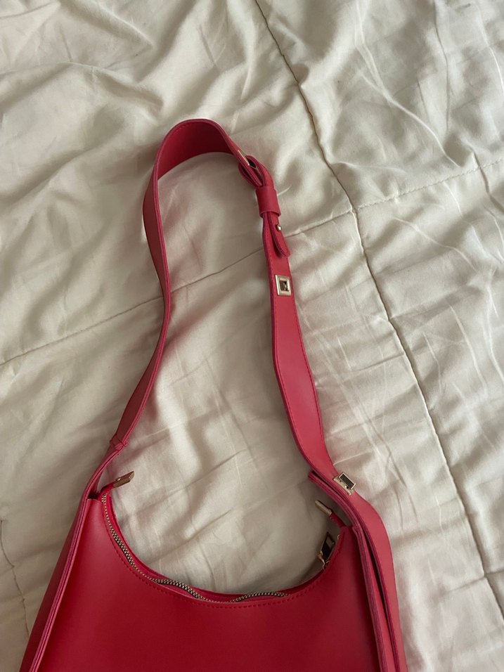 Kırmızı Deri Kadın Omuz Çantası vintage - Görsel 5
