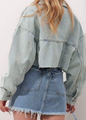 kadin crop kot ceket - Görsel 2