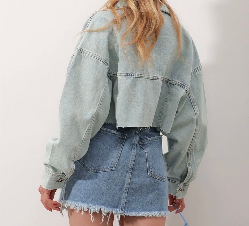 kadin crop kot ceket - Görsel 2