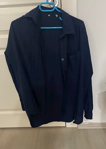 Lacivert Keten Kadın Gömlek - Görsel 2