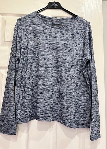 Gri Kadın Uzun Kollu Triko Sweatshirt - Görsel 3