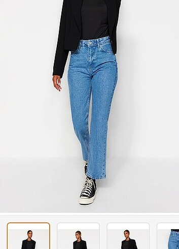 34 Beden Trendyolmilla mavi yüksek bel straight jeans