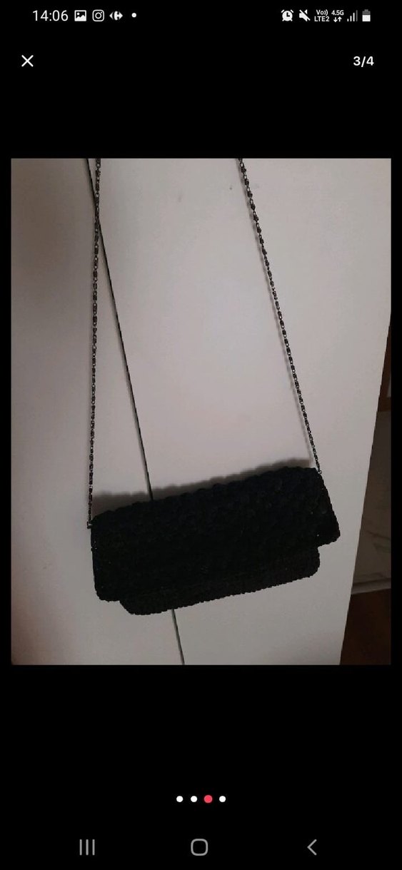 siyah el yapimi orgu  zincirli askili kadin canta - Görsel 3