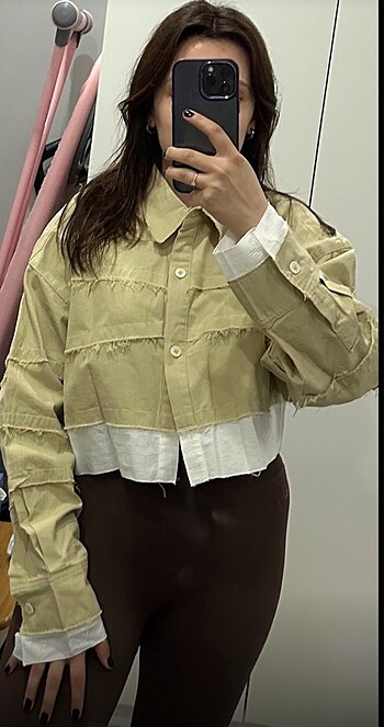 m Beden Crop gömlek