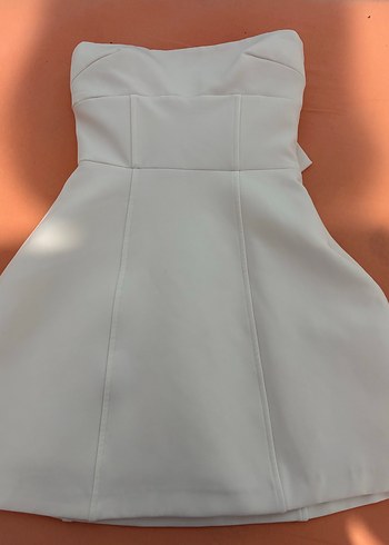 Zara Zara fiyonklu straplez elbise beyaz