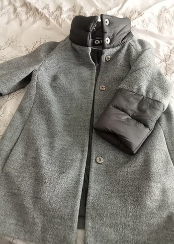 Gri Düğmeli Midi Kaban - Görsel 2