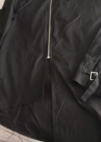 Fermuarlı Siyah Keten Kadın Ceket - Görsel 4