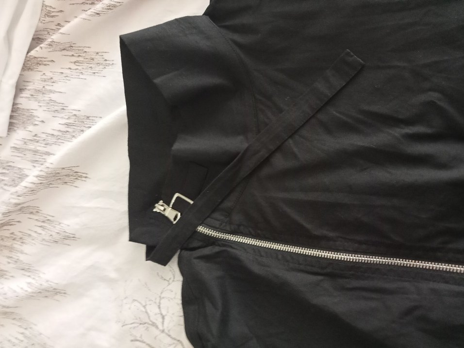 Fermuarlı Siyah Keten Kadın Ceket - Görsel 3