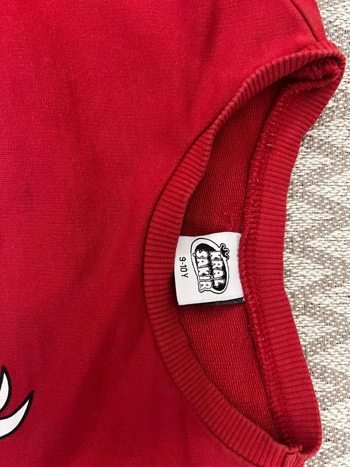 Kırmızı Baskılı unisex çocuk Sweatshirt - Görsel 3