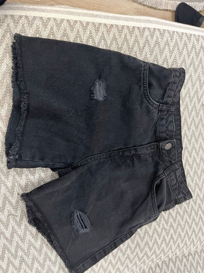 Siyah Kız Çocuk Mini Denim Şort - Görsel 3