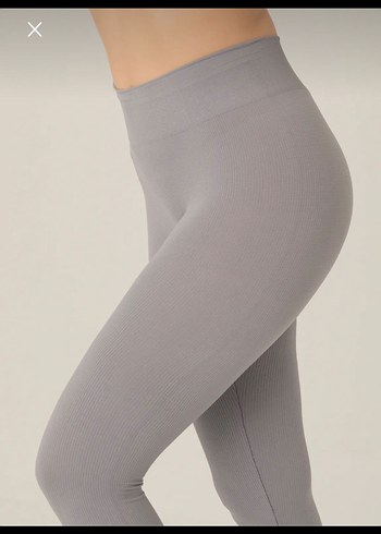 Gri Düz Kesim Kadın Spor Tayt - Görsel 4