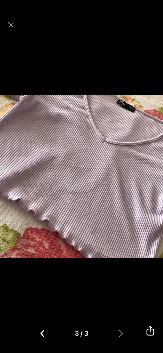 Mor V Yakalı Kısa Crop Top - Görsel 3