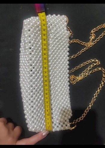 İnci İşlemeli Beyaz Kadın Çanta - Görsel 5