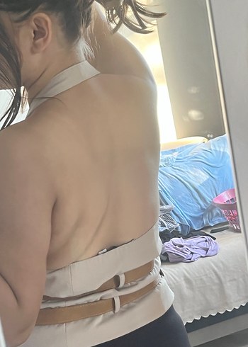 Bej Deri Tokalı Strappy Büstiyer - Görsel 7