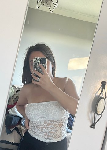 Beyaz Transparan Straplez Midi Büstiyer - Görsel 2