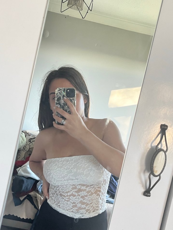 Beyaz Transparan Straplez Midi Büstiyer - Görsel 2