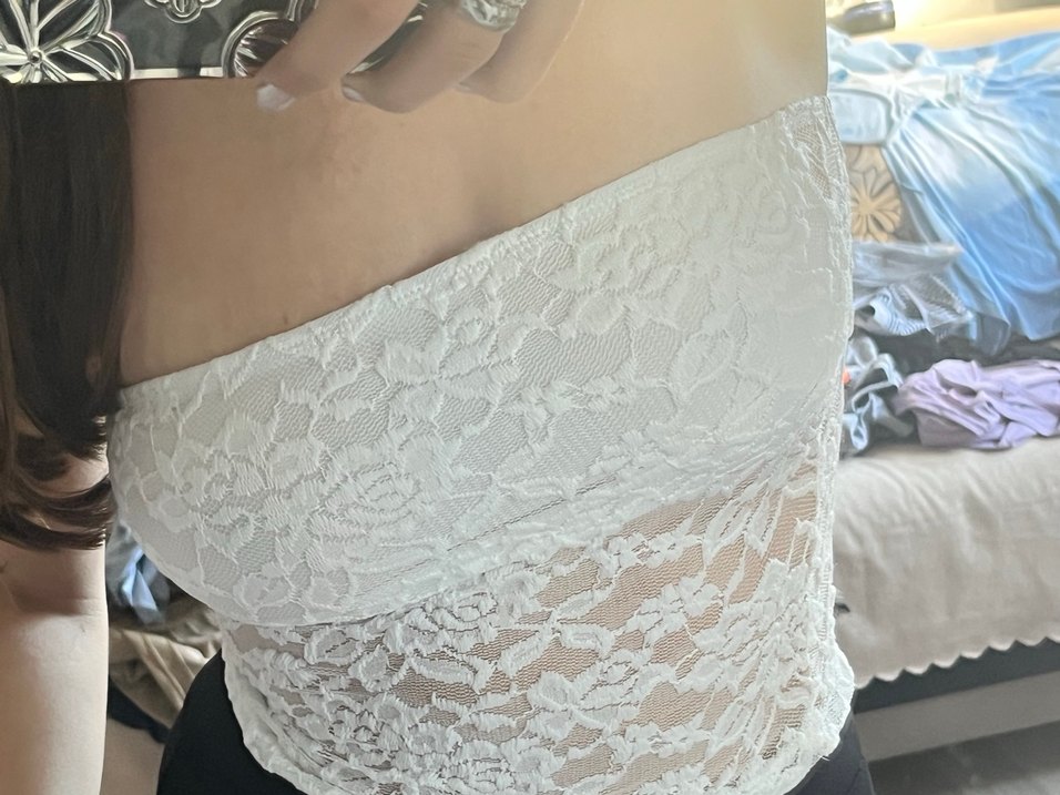 Beyaz Transparan Straplez Midi Büstiyer - Görsel 3