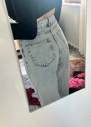 Kadın Mavi Yırtık Midi Kot Pantolon - Görsel 4