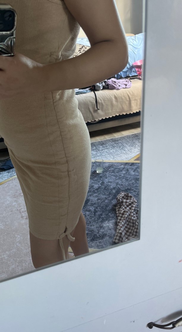 Bej  Midi Kalem Elbise - Görsel 2