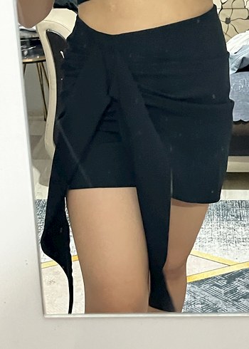Siyah Drapeli Mini Etek - Görsel 4