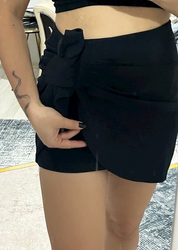 Siyah Drapeli Mini Etek - Görsel 6