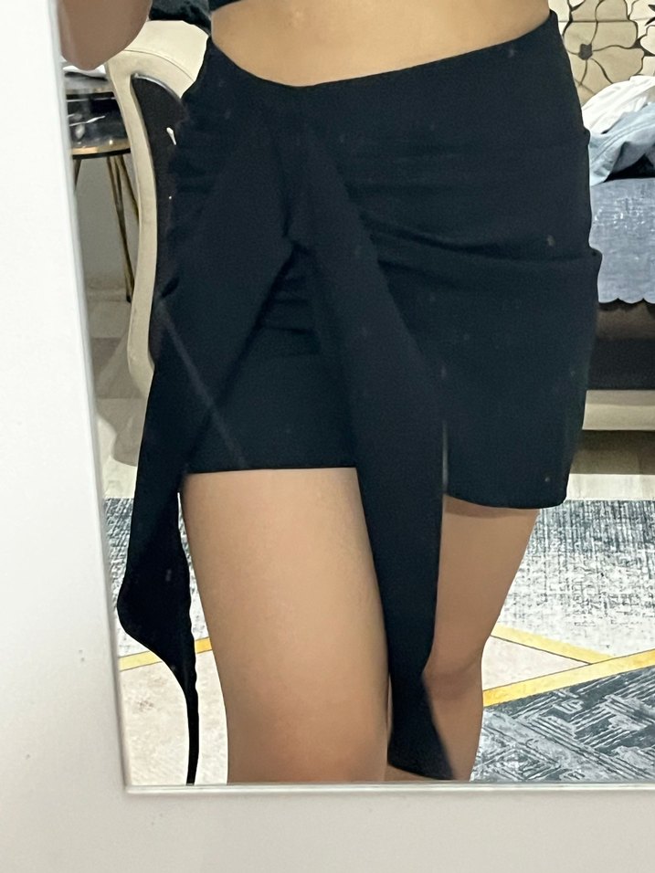 Siyah Drapeli Mini Etek - Görsel 4