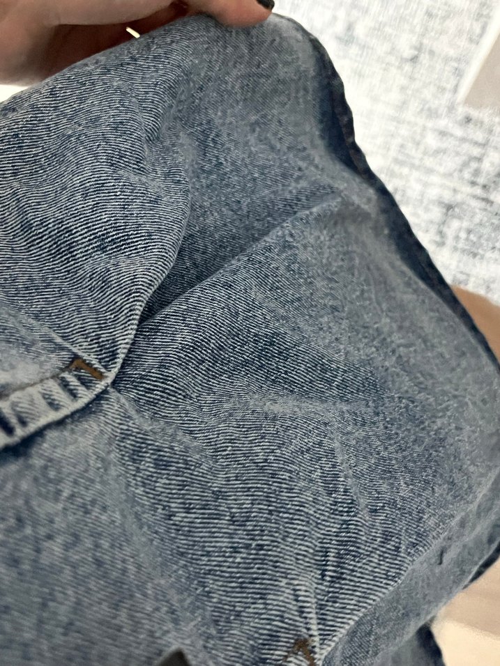 Batik Desenli Pileli Kot Mini Etek - Görsel 5