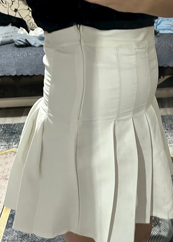 Beyaz Pilili Midi Mini Etek - Görsel 2