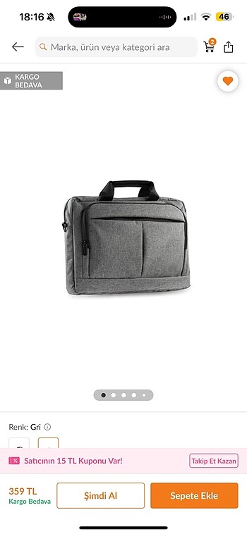 Trendyol & Milla Gri Laptop Çantası
