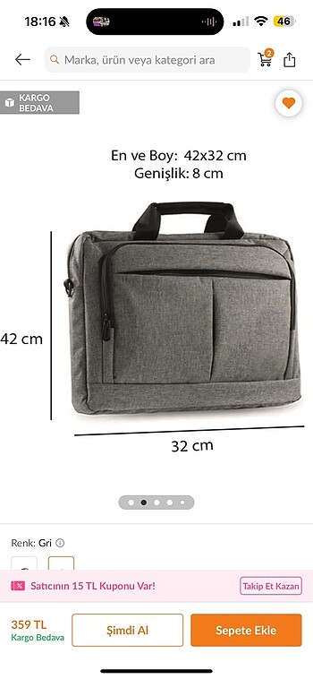 Gri Laptop Çantası
