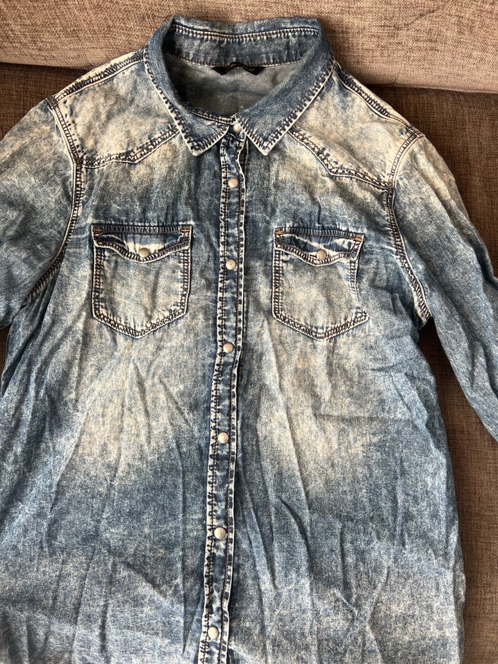 Kadın Gri Denim Düğmeli Gömlek - Görsel 2