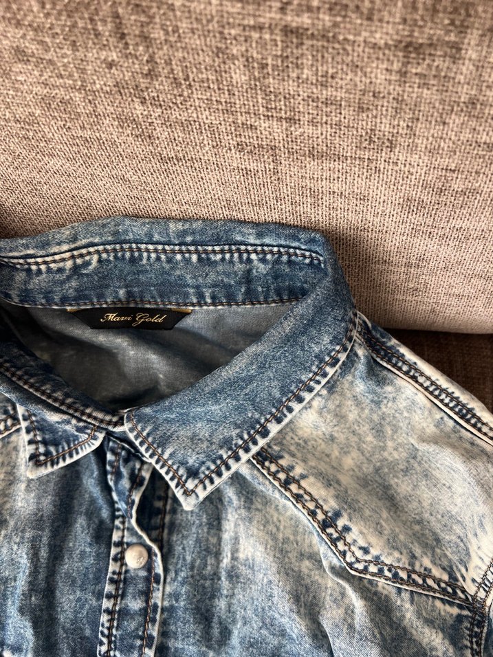 Kadın Gri Denim Düğmeli Gömlek - Görsel 3