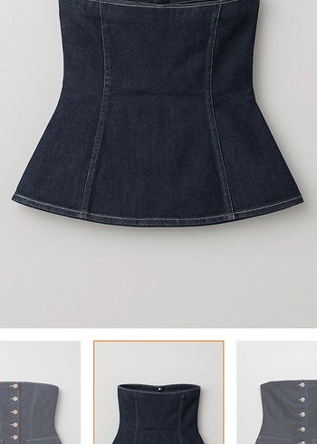 Denim Kadın straplez üst ispanyol paça pantolon takım - Görsel 3