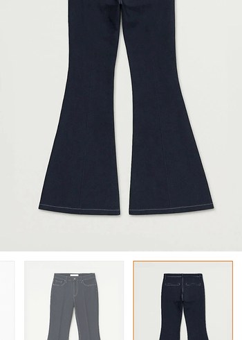 Denim Kadın straplez üst ispanyol paça pantolon takım - Görsel 4