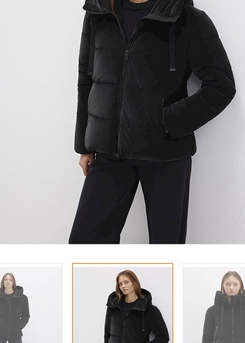 mavi jeans Siyah Kapüşonlu Kadın Kışlık mont - Görsel 6