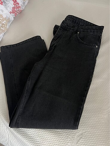 yuksek bel wide leg jeans siyah