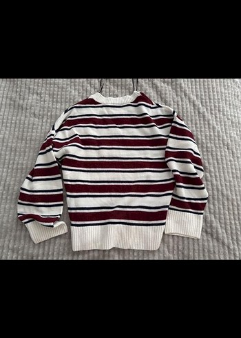 H&M H&M Bordo Gri Çizgili Örgü Kadın triko Kazak