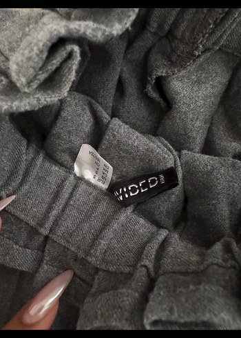 H&M Gri Pilili Mini Etek