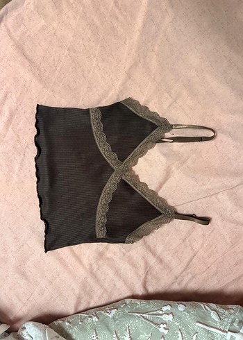 Dantel Detaylı Gri Strappy Büstiyer