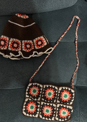 Etnik Desenli bohem renkli Örgü Kadın çanta - Görsel 3