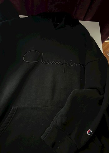 champion oversize siyah kapsonlu sweatshirt