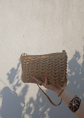 Beden kahverengi Renk Örgü Bohem Kadın Çanta