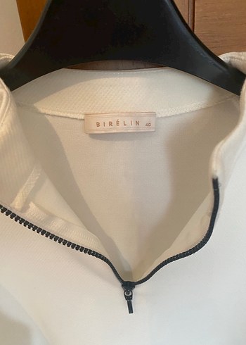 Yarım Fermuarlı Beyaz Kadın Sweatshirt Birelin marka - Görsel 2